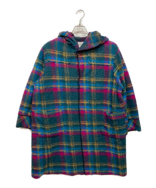 MACPHEE（マカフィー）MACPHEE (マカフィー) TOMORROW LAND (トゥモローランド) シルバーチェック フーデッドコート ピンク×グリーン サイズ:Sの古着・服飾アイテム