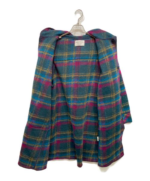 MACPHEE（マカフィー）MACPHEE (マカフィー) TOMORROW LAND (トゥモローランド) シルバーチェック フーデッドコート ピンク×グリーン サイズ:Sの古着・服飾アイテム