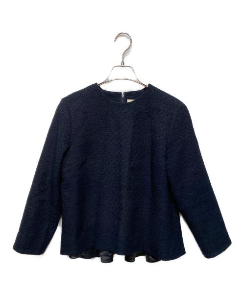 Demi-Luxe Beams（デミルクス ビームス）Demi-Luxe Beams (デミルクス ビームス) ストレッチツイードブラウス ネイビー サイズ:38の古着・服飾アイテム