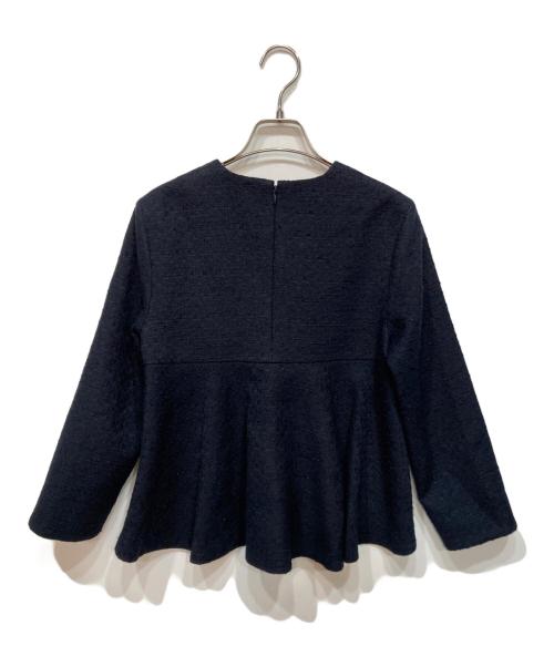 Demi-Luxe Beams（デミルクス ビームス）Demi-Luxe Beams (デミルクス ビームス) ストレッチツイードブラウス ネイビー サイズ:38の古着・服飾アイテム
