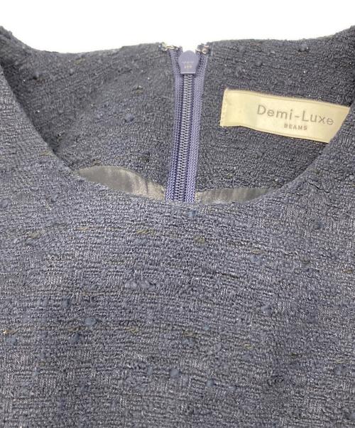 Demi-Luxe Beams（デミルクス ビームス）Demi-Luxe Beams (デミルクス ビームス) ストレッチツイードブラウス ネイビー サイズ:38の古着・服飾アイテム