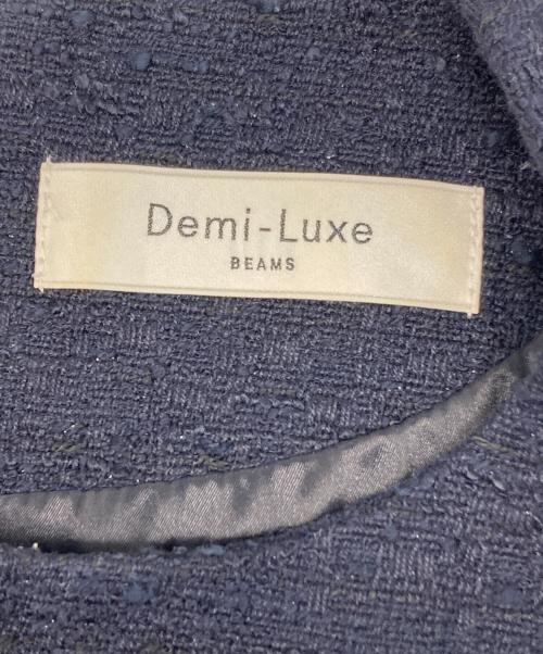 Demi-Luxe Beams（デミルクス ビームス）Demi-Luxe Beams (デミルクス ビームス) ストレッチツイードブラウス ネイビー サイズ:38の古着・服飾アイテム