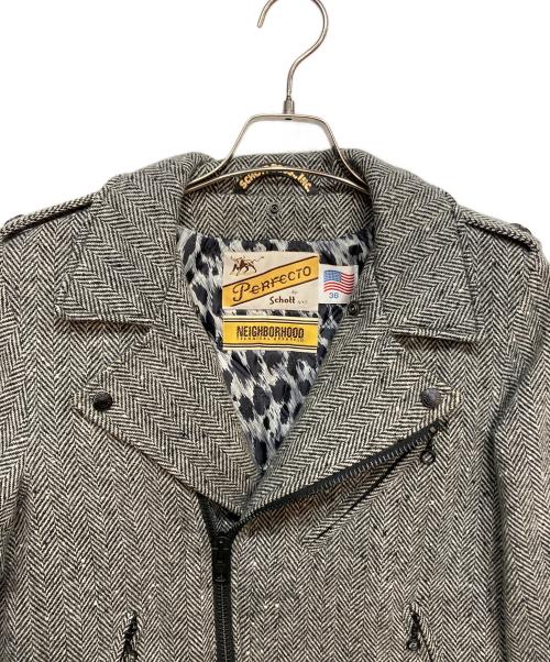 PERFECTO by Schott（パーフェクト バイ ショット）PERFECTO by Schott (パーフェクト バイ ショット) NEIGHBORHOOD (ネイバーフッド) ライダースジャケット グレー サイズ:36の古着・服飾アイテム