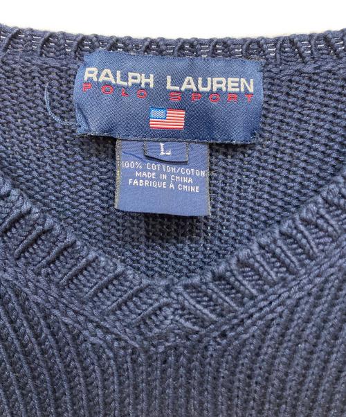 POLO SPORT（ポロスポーツ）POLO SPORT (ポロスポーツ) コットン星条旗ニット ネイビー サイズ:Lの古着・服飾アイテム