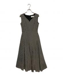 HER LIP TO（ハーリップトゥ）の古着「Heart-Neck Check Dress」｜ブラック×ホワイト