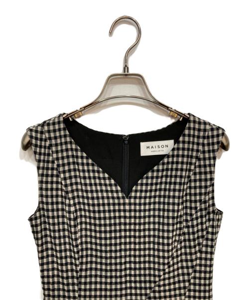HER LIP TO（ハーリップトゥ）HER LIP TO (ハーリップトゥ) Heart-Neck Check Dress ブラック×ホワイト サイズ:Sの古着・服飾アイテム