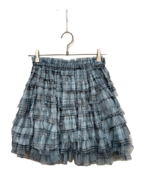 sheller（シェリエ）sheller (シェリエ) Check Pleats Ruffle Tops ブルー サイズ:FREEの古着・服飾アイテム