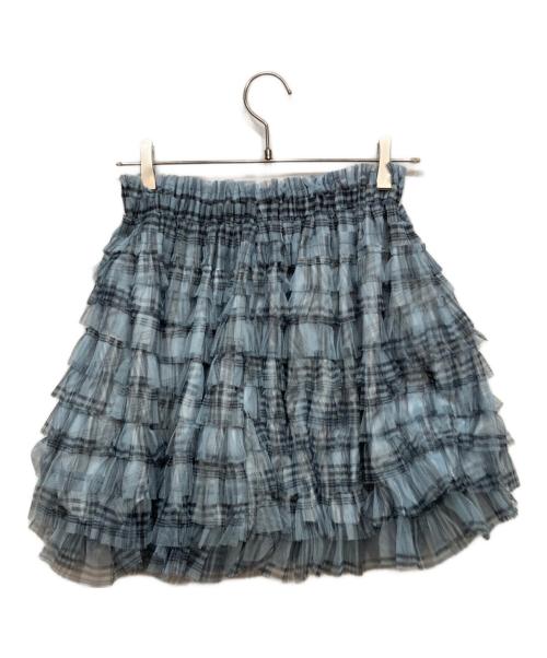 sheller（シェリエ）sheller (シェリエ) Check Pleats Ruffle Tops ブルー サイズ:FREEの古着・服飾アイテム