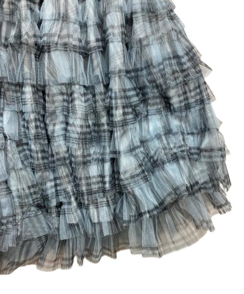sheller（シェリエ）sheller (シェリエ) Check Pleats Ruffle Tops ブルー サイズ:FREEの古着・服飾アイテム