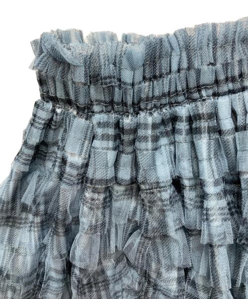 sheller（シェリエ）sheller (シェリエ) Check Pleats Ruffle Tops ブルー サイズ:FREEの古着・服飾アイテム