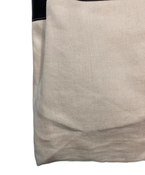 BOTTEGA VENETA（ボッテガベネタ）BOTTEGA VENETA (ボッテガベネタ) Quad Leather Trimmed Canvas Tote Bag ブラック×アイボリーの古着・服飾アイテム