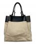 BOTTEGA VENETA（ボッテガベネタ）の古着「Quad Leather Trimmed Canvas Tote Bag」｜ブラック×アイボリー