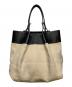 BOTTEGA VENETA (ボッテガベネタ) Quad Leather Trimmed Canvas Tote Bag ブラック×アイボリー：55000円