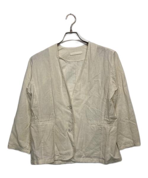 evam eva（エヴァムエヴァ）evam eva (エヴァムエヴァ) water linen jacket ホワイト サイズ:Ｍの古着・服飾アイテム