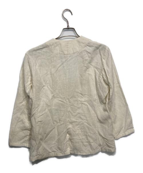 evam eva（エヴァムエヴァ）evam eva (エヴァムエヴァ) water linen jacket ホワイト サイズ:Ｍの古着・服飾アイテム