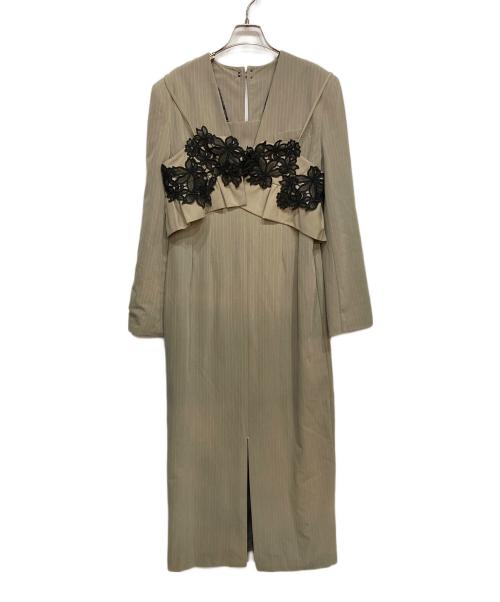 ANDRESD（アンドレスド）ANDRESD (アンドレスド) pinstripe tailored bustier dress ベージュ サイズ:Lの古着・服飾アイテム