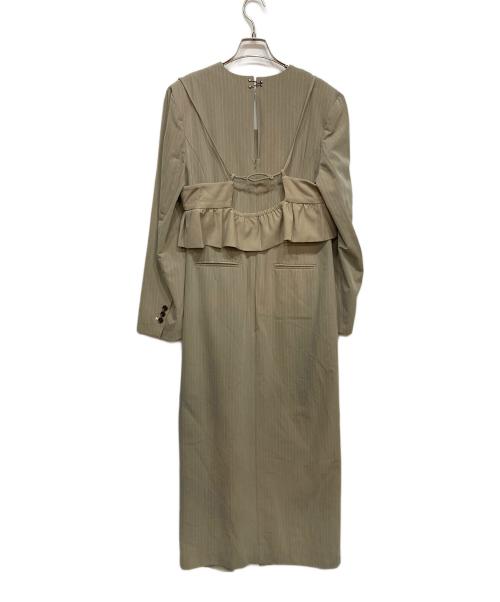 ANDRESD（アンドレスド）ANDRESD (アンドレスド) pinstripe tailored bustier dress ベージュ サイズ:Lの古着・服飾アイテム