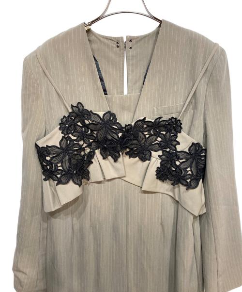 ANDRESD（アンドレスド）ANDRESD (アンドレスド) pinstripe tailored bustier dress ベージュ サイズ:Lの古着・服飾アイテム