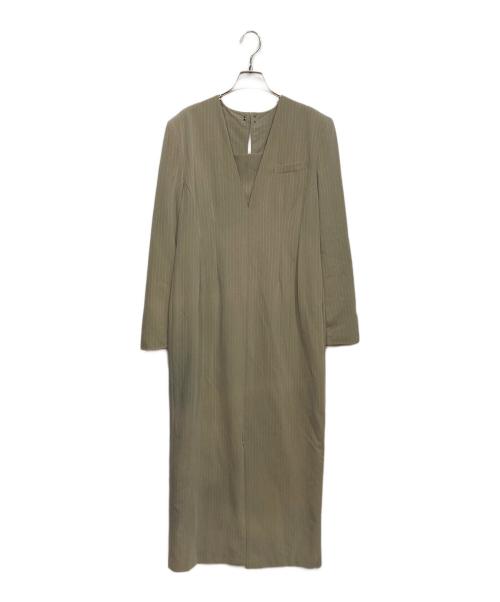 ANDRESD（アンドレスド）ANDRESD (アンドレスド) pinstripe tailored bustier dress ベージュ サイズ:Lの古着・服飾アイテム