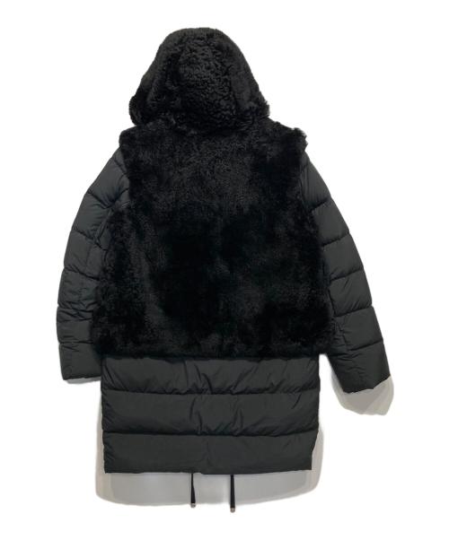 DUNO（デュノ）DUNO (デュノ) ムートン フーディー ミドル ダウン ジャケット ブラック サイズ:40の古着・服飾アイテム