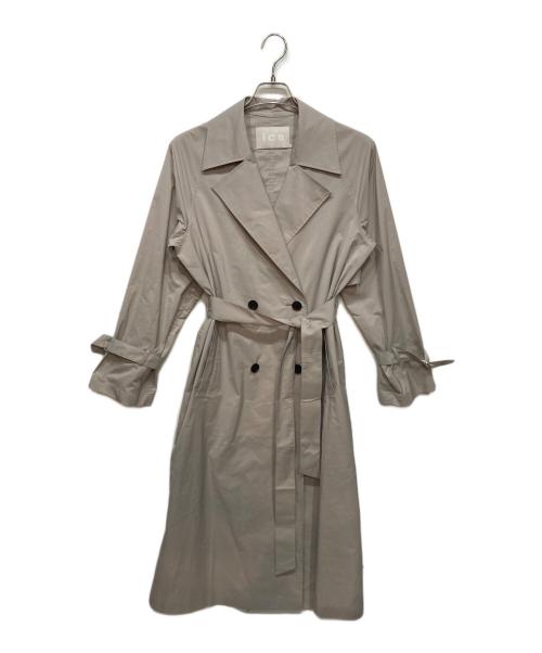 icB（アイシービー）icB (アイシービー) 撥水加工メモリーストレッチタフタ トレンチコート グレー サイズ:Ｍの古着・服飾アイテム