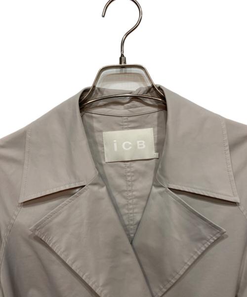 icB（アイシービー）icB (アイシービー) 撥水加工メモリーストレッチタフタ トレンチコート グレー サイズ:Ｍの古着・服飾アイテム