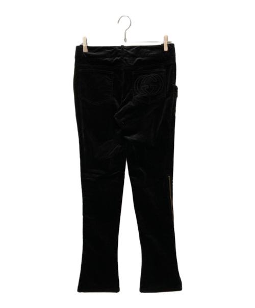 GUCCI（グッチ）GUCCI (グッチ) ベロアフレアパンツ ブラック サイズ:42の古着・服飾アイテム
