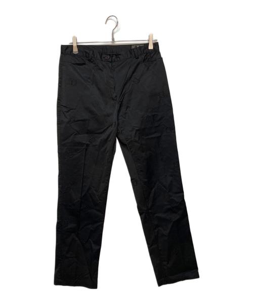 FENDI JEANS（フェンディ ジーンズ）FENDI JEANS (フェンディ ジーンズ) ロゴ刺繍パンツ ブラック サイズ:XLの古着・服飾アイテム