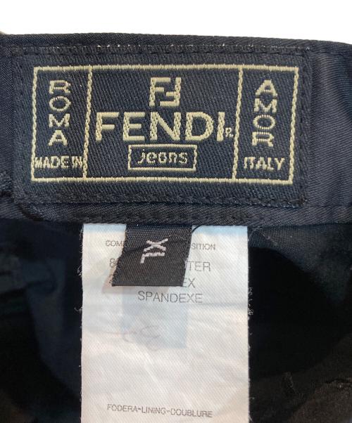 FENDI JEANS（フェンディ ジーンズ）FENDI JEANS (フェンディ ジーンズ) ロゴ刺繍パンツ ブラック サイズ:XLの古着・服飾アイテム