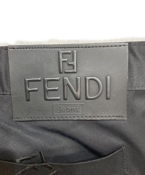 FENDI JEANS（フェンディ ジーンズ）FENDI JEANS (フェンディ ジーンズ) ロゴ刺繍パンツ ブラック サイズ:XLの古着・服飾アイテム