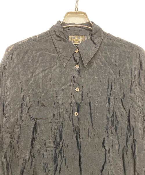 FENDI JEANS（フェンディ ジーンズ）FENDI JEANS (フェンディ ジーンズ) ズッカ柄シアーシャツ ブラック サイズ:42の古着・服飾アイテム
