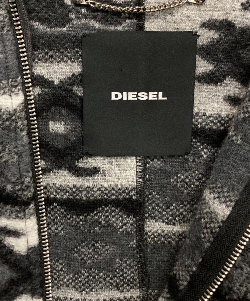 DIESEL（ディーゼル）DIESEL (ディーゼル) ネイティブ柄ウールポンチョ グレー サイズ:XSの古着・服飾アイテム