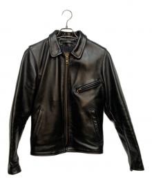 VANSON（バンソン）の古着「ENF シングルライダースジャケット」｜ブラック