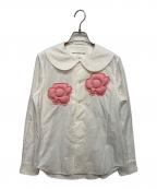 COMME des GARCONS GIRLコムデギャルソンガール）の古着「丸襟 フラワーパッチブラウス」｜ホワイト