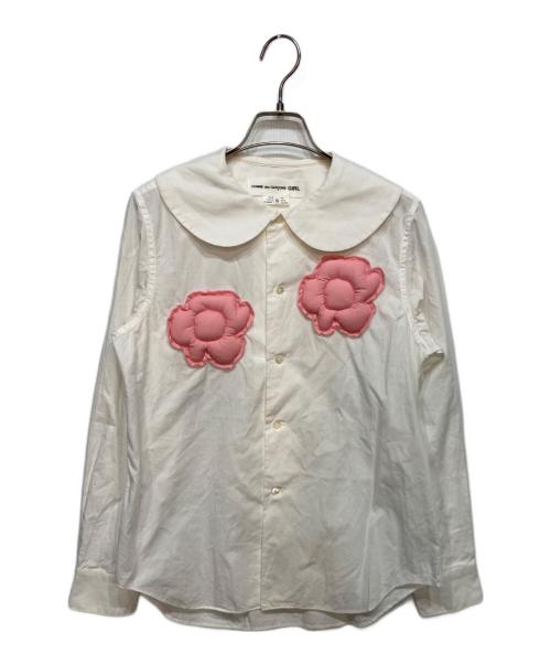 COMME des GARCONS GIRL（コムデギャルソンガール）COMME des GARCONS GIRL (コムデギャルソンガール) 丸襟 フラワーパッチブラウス ホワイト サイズ:Sの古着・服飾アイテム