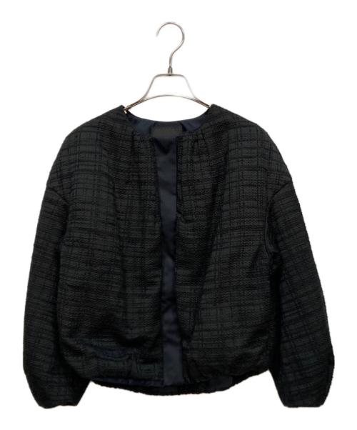 DRAWER（ドゥロワー）DRAWER (ドゥロワー) ジャカード ギャザーブルゾン ブラック サイズ:36の古着・服飾アイテム