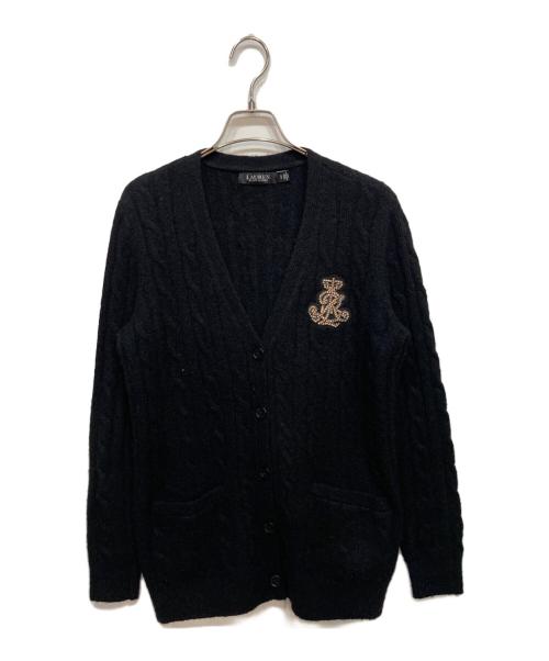 LAUREN RALPH LAUREN（ローレン ラルフ ローレン）LAUREN RALPH LAUREN (ローレン ラルフ ローレン) アルパカウールケーブルニットカーディガン ブラック サイズ:Sの古着・服飾アイテム