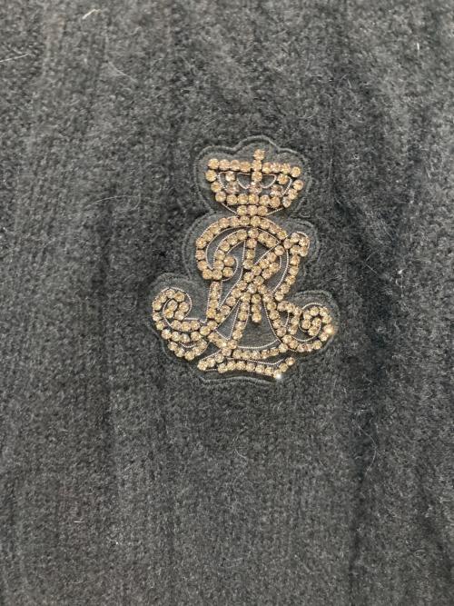 LAUREN RALPH LAUREN（ローレン ラルフ ローレン）LAUREN RALPH LAUREN (ローレン ラルフ ローレン) アルパカウールケーブルニットカーディガン ブラック サイズ:Sの古着・服飾アイテム