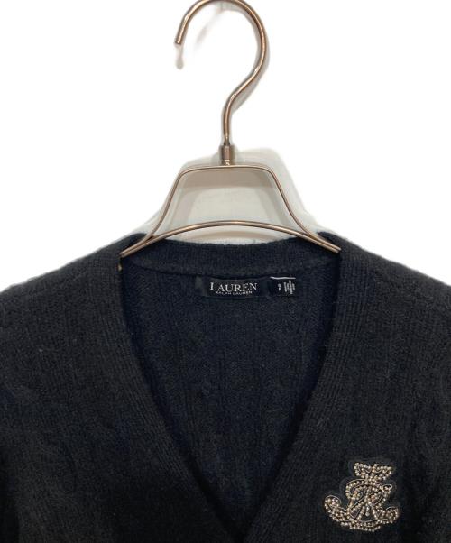 LAUREN RALPH LAUREN（ローレン ラルフ ローレン）LAUREN RALPH LAUREN (ローレン ラルフ ローレン) アルパカウールケーブルニットカーディガン ブラック サイズ:Sの古着・服飾アイテム