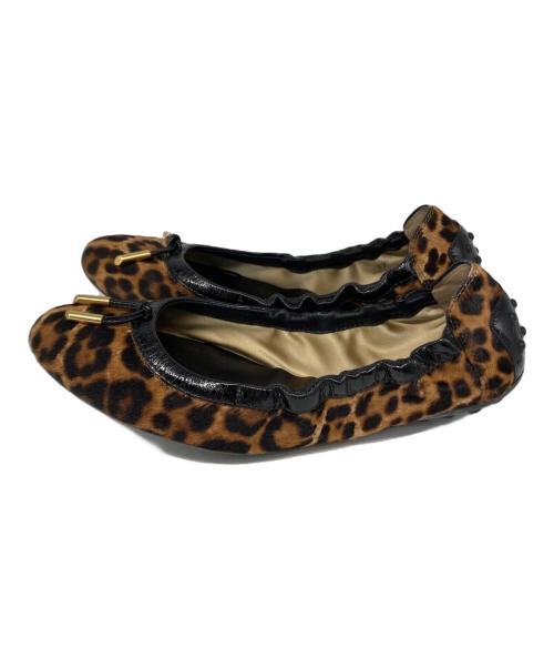 TOD'S（トッズ）TOD'S (トッズ) レオパードバレエパンプス ブラウン サイズ:37の古着・服飾アイテム