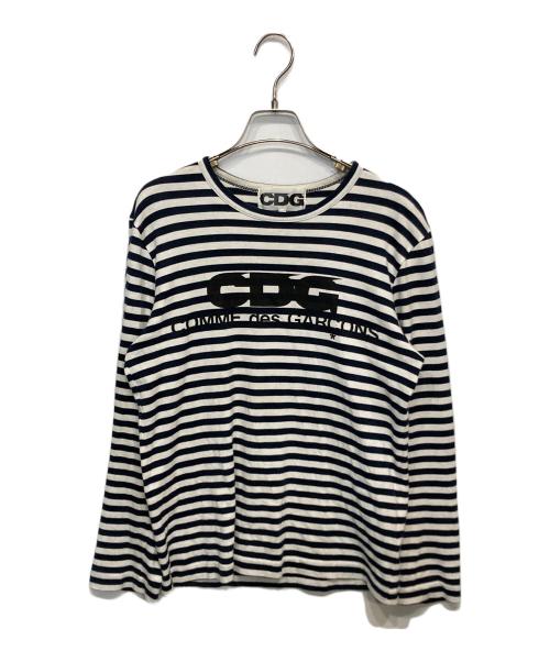 CDG（シーディージー）CDG (シーディージー) ボーダーカットソー ホワイト×ネイビー サイズ:Sの古着・服飾アイテム