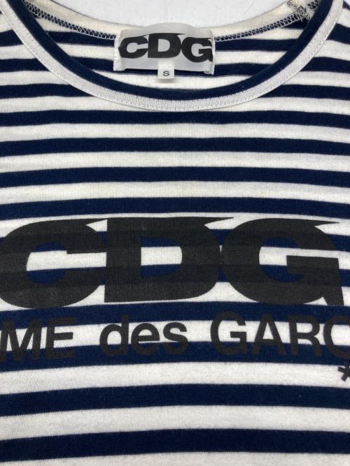 CDG（シーディージー）CDG (シーディージー) ボーダーカットソー ホワイト×ネイビー サイズ:Sの古着・服飾アイテム