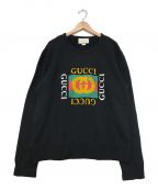 GUCCIグッチ）の古着「ロゴコットンスウェットシャツ」｜ブラック
