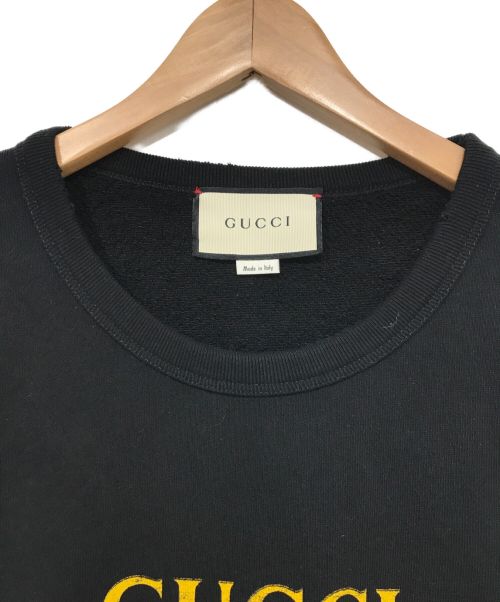 GUCCI（グッチ）GUCCI (グッチ) ロゴコットンスウェットシャツ ブラック サイズ:Lの古着・服飾アイテム