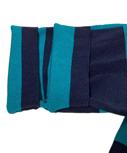 JENNE（ジェンヌ）JENNE (ジェンヌ) スクエアネック5分丈ボーダーニット ネイビー×グリーン サイズ:Sの古着・服飾アイテム