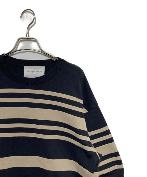 TOMORROW LAND tricot（トゥモローランド トリコ）TOMORROW LAND tricot (トゥモローランド トリコ) コットンナイロン マリンボーダークルーネック グレー×ベージュ サイズ:Ｓの古着・服飾アイテム