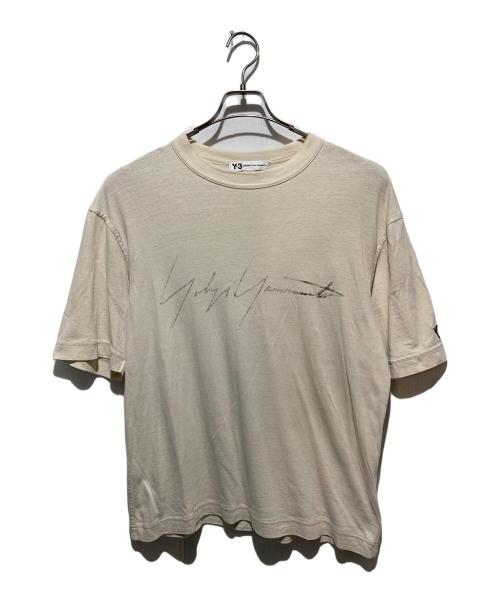 Y-3（ワイスリー）Y-3 (ワイスリー) Distressed Signature SS Tee ベージュ サイズ:XSサイズの古着・服飾アイテム