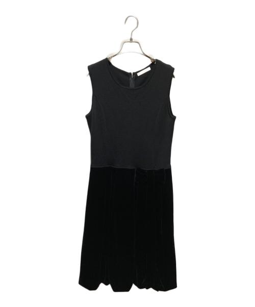 Rene（ルネ）Rene (ルネ) ノースリーブニット×ベロアワンピース ブラック サイズ:Mの古着・服飾アイテム