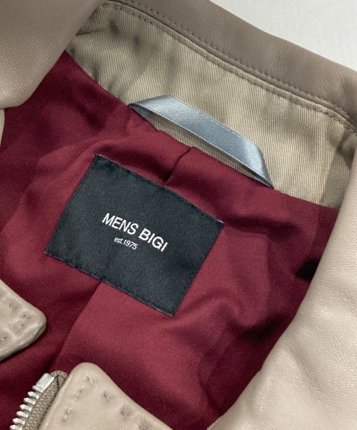 MEN'S BIGI（メンズビギ）MEN'S BIGI (メンズビギ) ラムレザークロームタンニングセミダブルライダース ベージュ サイズ:02の古着・服飾アイテム