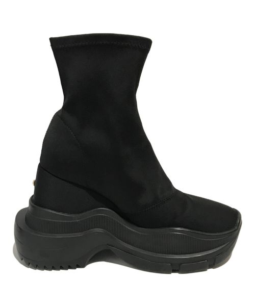 YELLO（イエロ）YELLO (イエロー) TOKYO BLACK WEDGE HEEL SHORT BOOTS ブラック サイズ:Sの古着・服飾アイテム